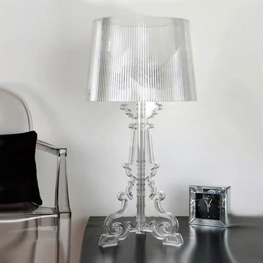 Moderne transparente Acryl-Tischlampe, Designer-Stil, ideal für Wohnzimmer oder Schlafzimmer.