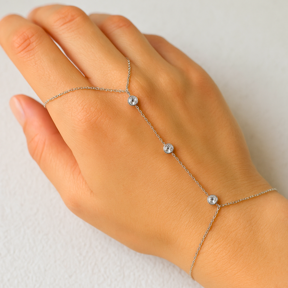 Kettenanhänger | Fingerring Palm Kristall Armband