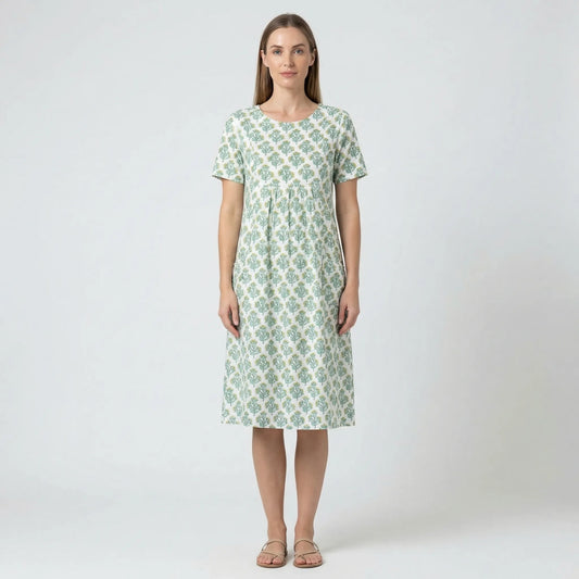 Knielanges Sommerkleid Mit Kurzen Ärmeln - Tamina