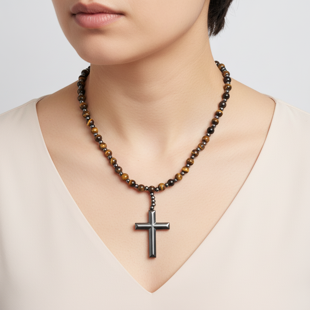Kreuz-Rosenkranz-Halskette - PowerNecklace