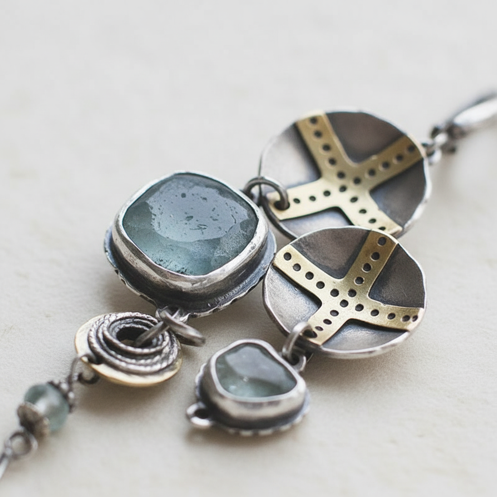 Kreuzohrringe Mit Steinen - BlueGemstone