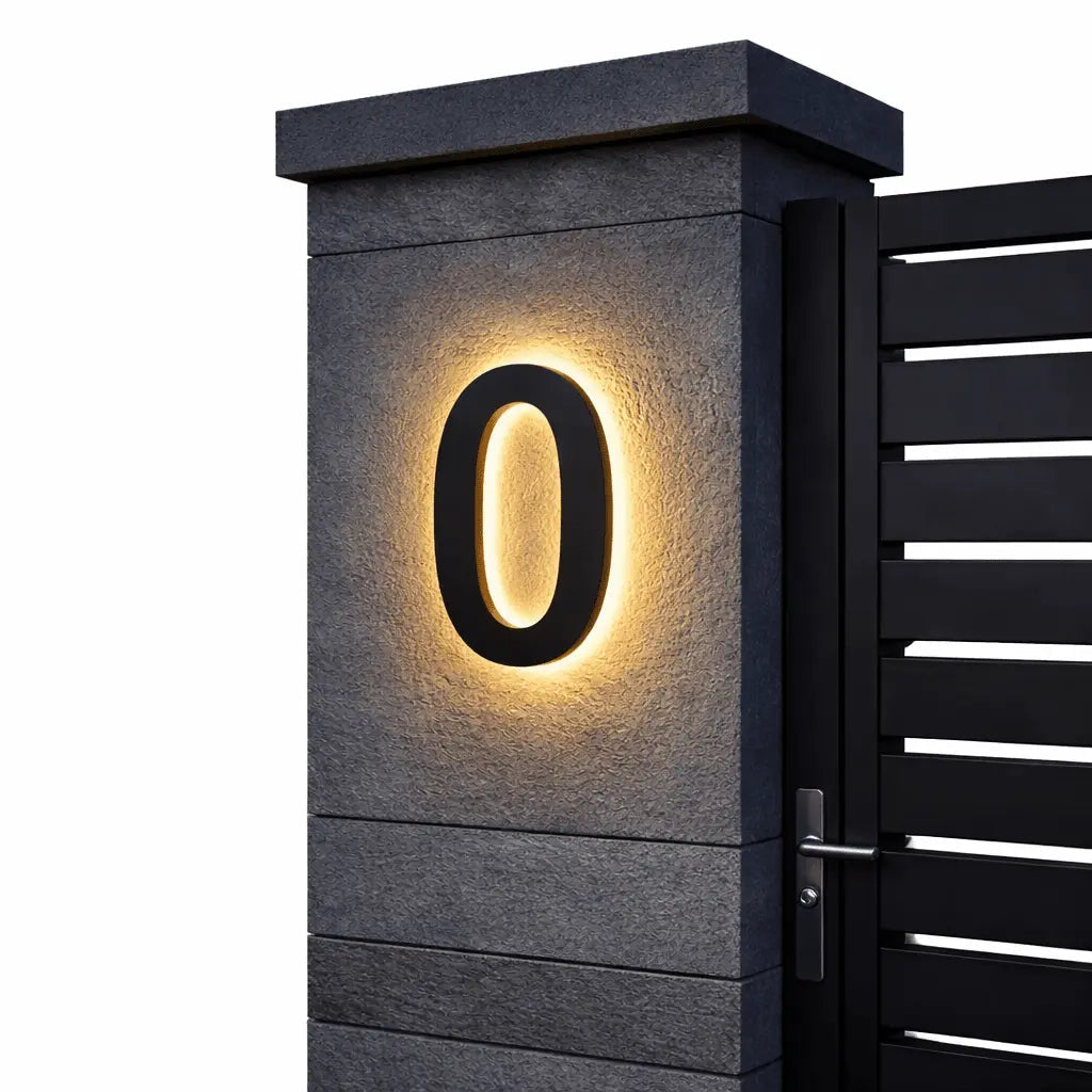 Backlit LED House Number Sign - Modern Illuminated Entrance Plaque 12