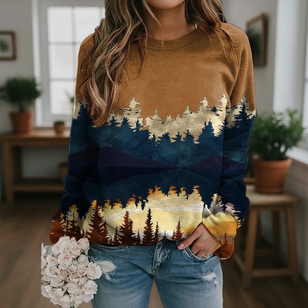 Landschaftsprint Pullover - Franziska