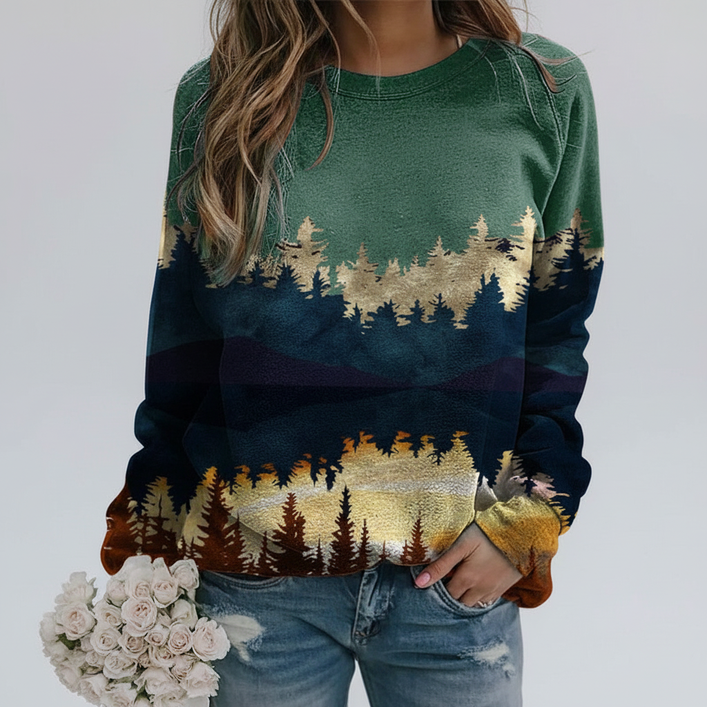 Landschaftsprint Pullover - Franziska