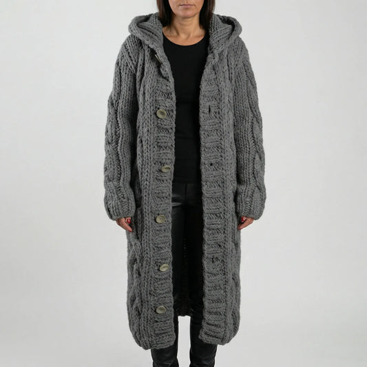 Lang Grof Gebreid Vest Met Kabelpatroon - Cathy