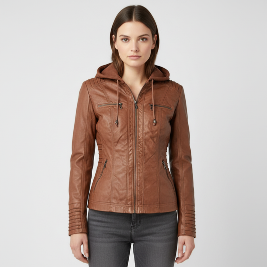 Lederjacke Mit Kapuze -  Elke