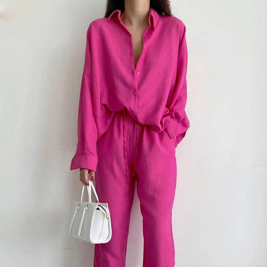 Damen Zomerset mit lockerer Bluse und weiter Hose – Noa