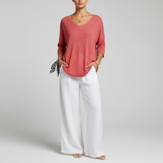 Luftiges V-Ausschnitt Top - Sapphira