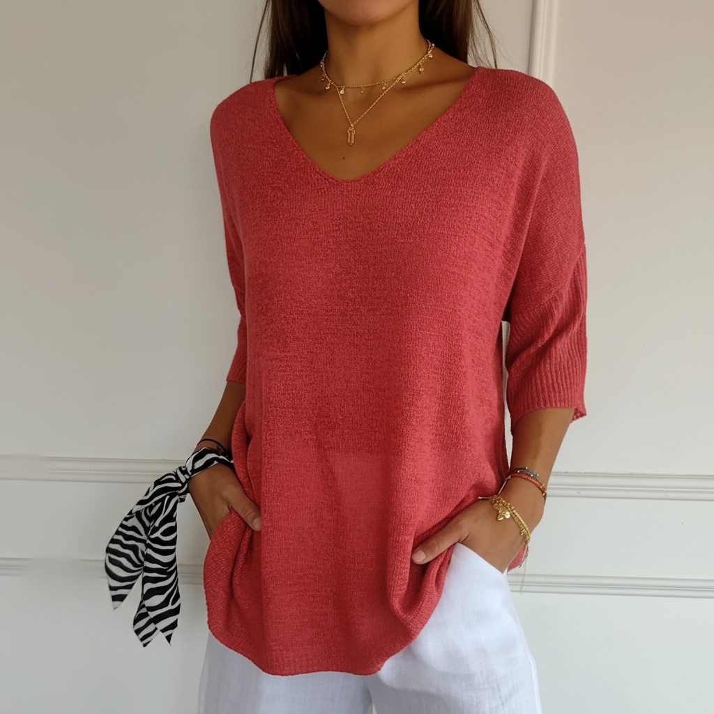 Luftiges V-Ausschnitt Top - Sapphira