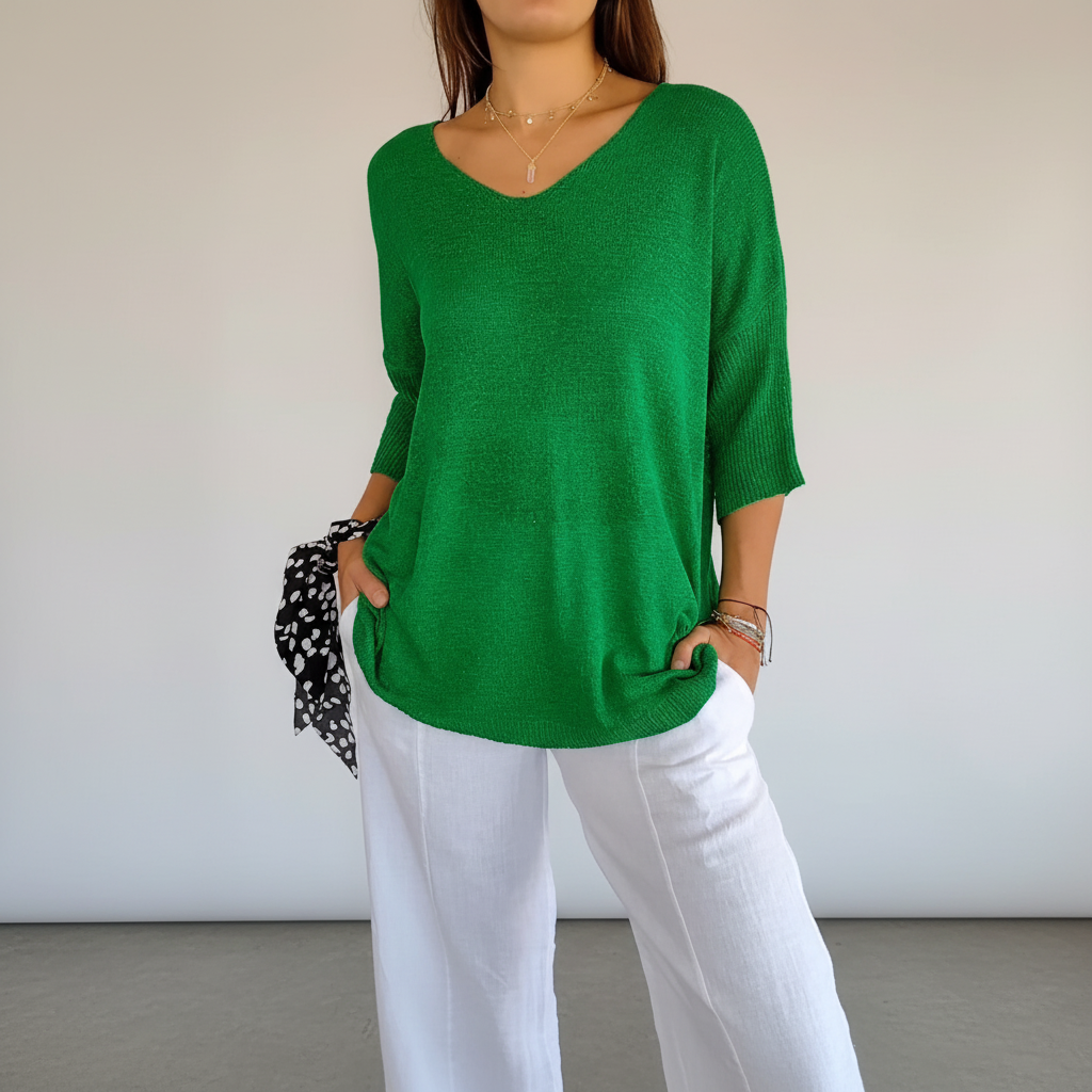 Luftiges V-Ausschnitt Top - Sapphira