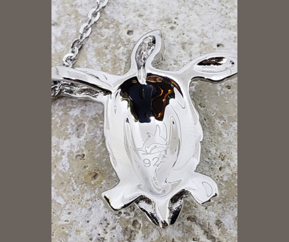 Silberne Schildkröten-Anhänger mit Bernstein, 925er Silber, Schmuck für Damen.