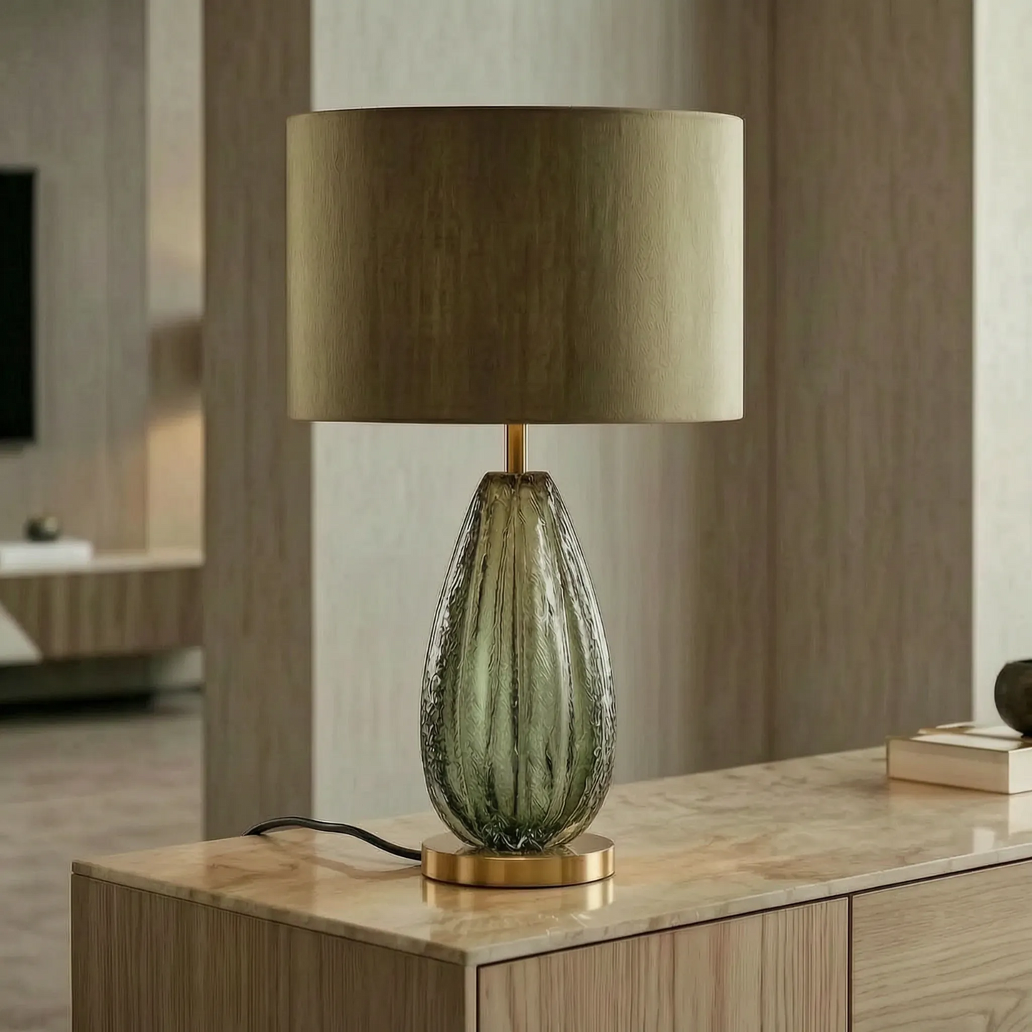 Oversized Glass Base Table Lamp - Glacielle