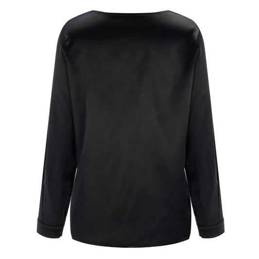 Satin Damenbluse mit tiefem V-Ausschnitt & langen Ärmeln – Daria