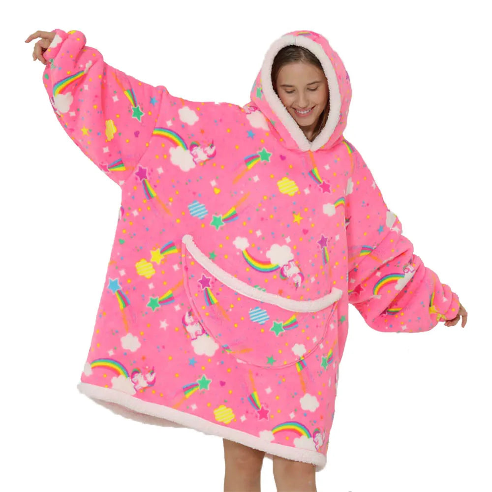 Oversized Fleece-Decke mit Kapuze & Taschen – SnugJoy