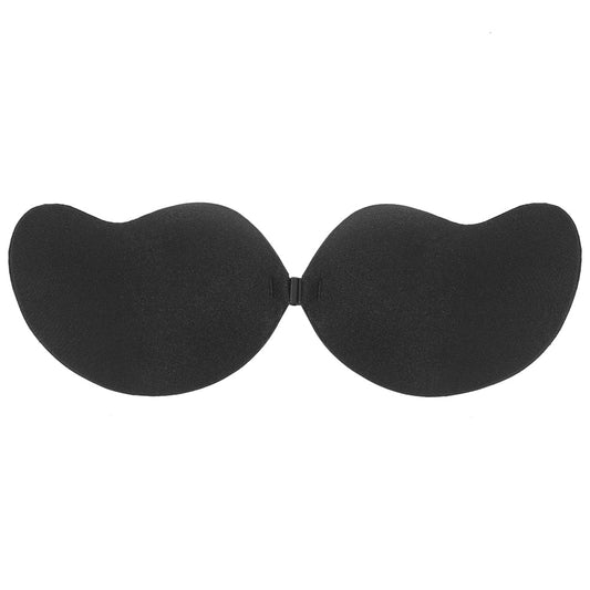 Schwarzer trägerloser Push-up-BH, selbstklebend, nahtlos, unsichtbar, für rückenfreie Kleidung.