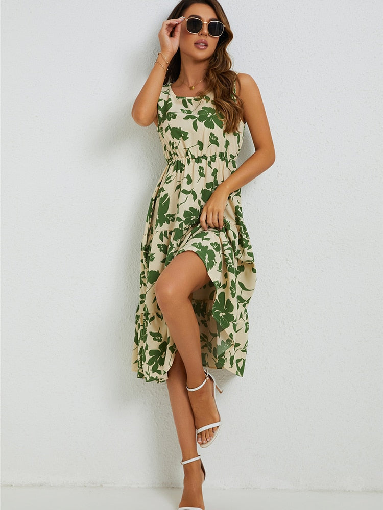 Sommer-Midi-Kleid mit Blumenmuster – Fenna