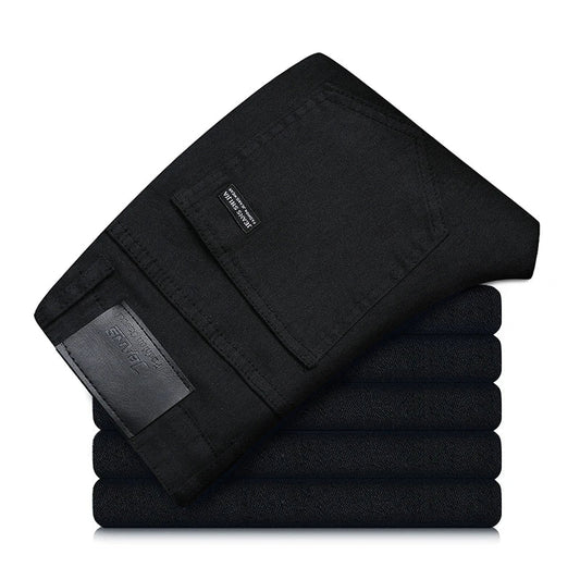Herren Straight Fit Jeans in Schwarz mit Stretch – Milan