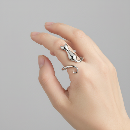 Silberring Mit Katzenmotiv - MidnightRing