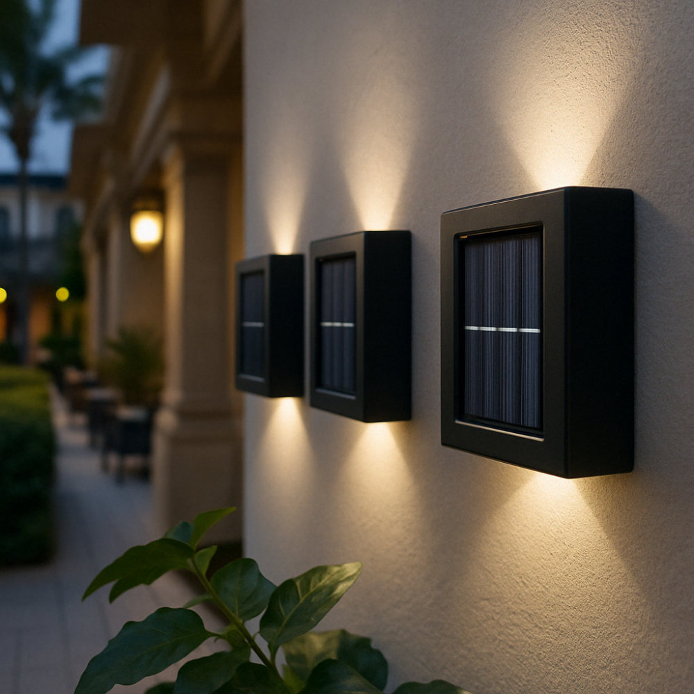 SolarGlow™ LED Solar Wandlampen – Kabellos, Wetterfest & Stimmungsvolles Licht für Außenbereiche