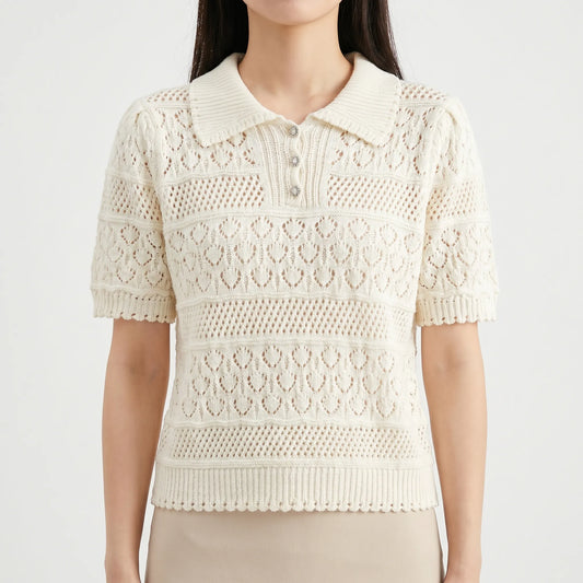 Strickshirt Damen Kurzarm - Marjorie