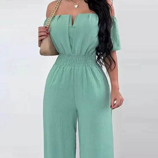 Off-Shoulder-Jumpsuit mit kurzen Ärmeln – Lina