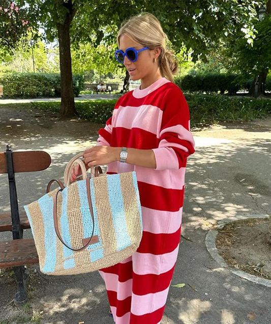 Luftiges gestreiftes Sommerkleid mit lockerem Schnitt – Malou
