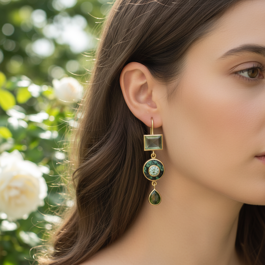 Vintage-Stil Ohrringe - GreenGlow