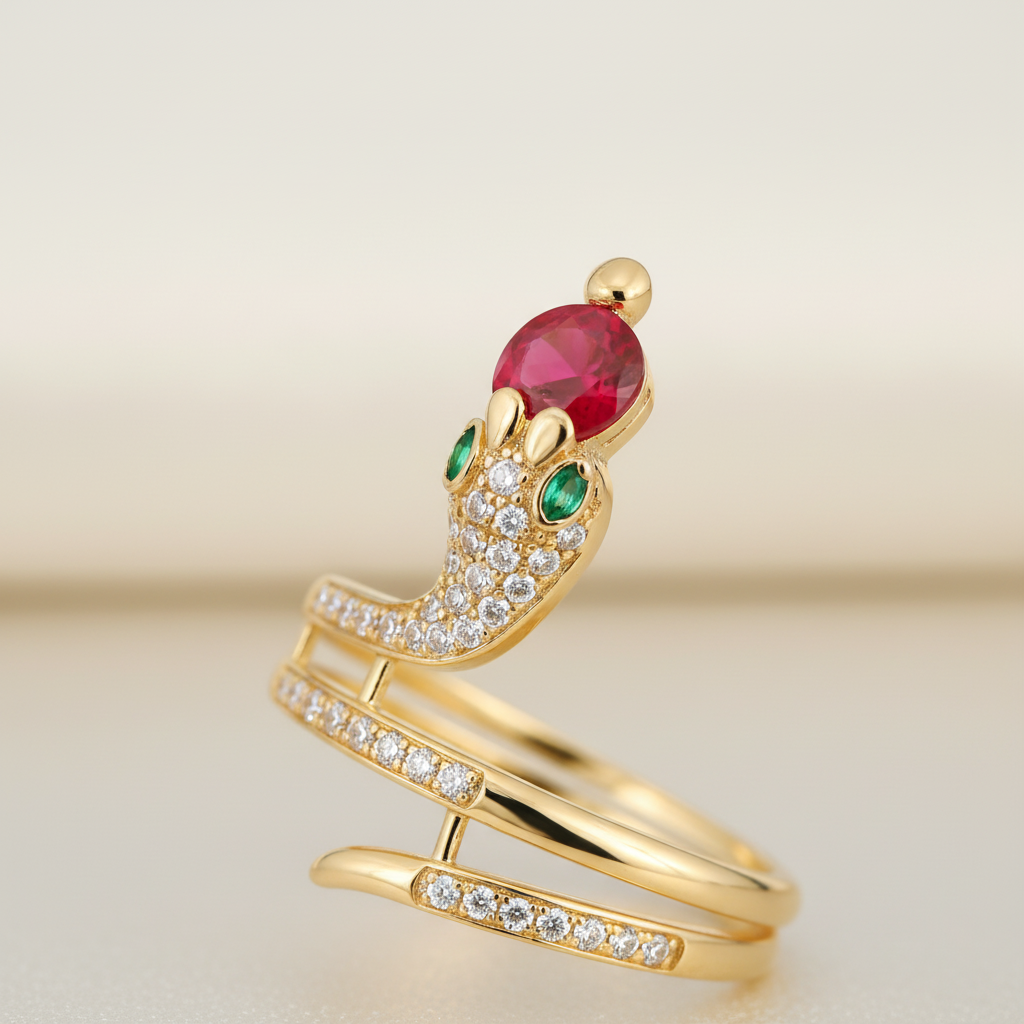 Zirkonia-Schlangenring - SerpentJewelry