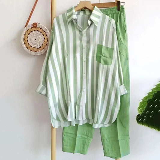 Lässiges Blusen- und Hosen-Set aus luftigem Material – Noémie