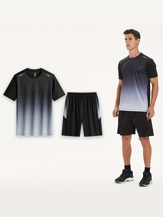 Herren Sport Set Sommer | Atmungsaktiv | T-Shirt und Shorts | Flexibel & modern-Luzern Mode