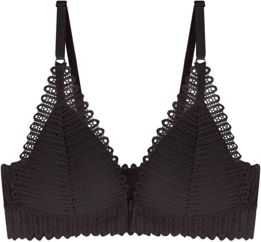 Schwarzer Spitzen-Bralette, Triangel-Design, verstellbare Träger, Damenunterwäsche.