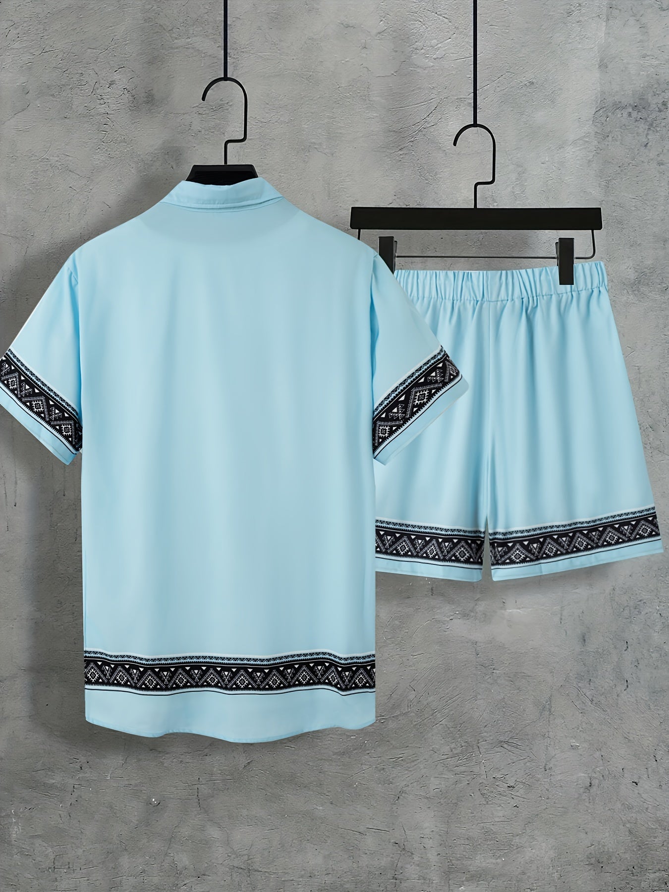 Boho Sommer Set Herren | zweiteilig Shirt Shorts | locker bequem | trendig Urlaub-Luzern Mode