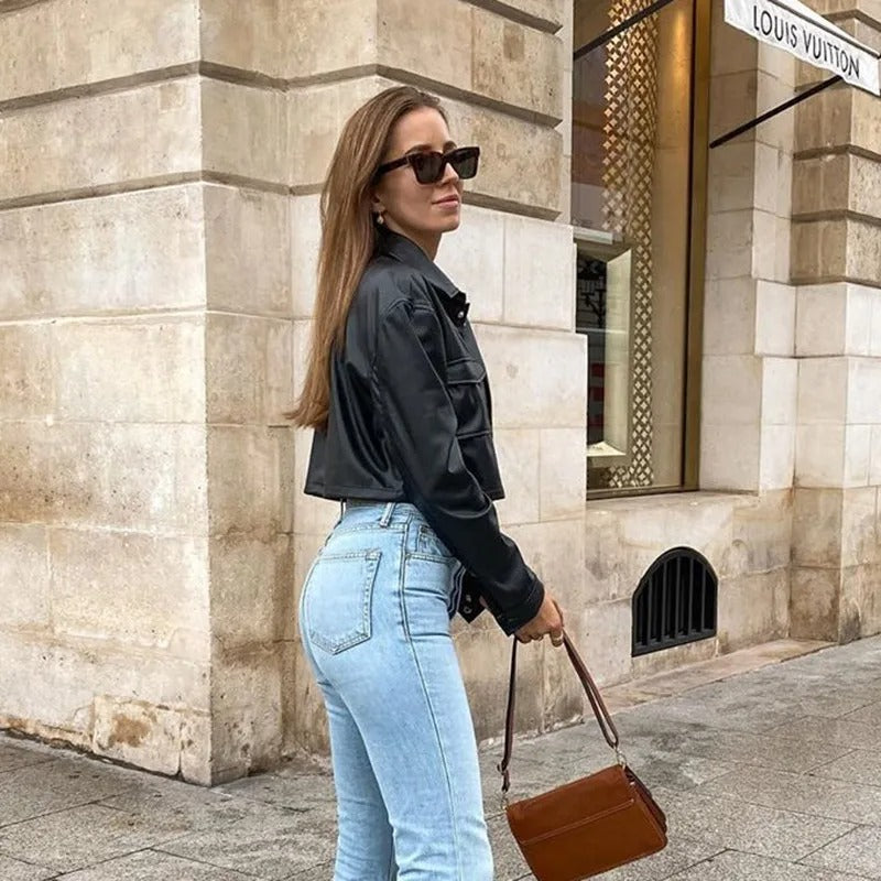 Wasserdichte Leder-Sommerjacke für Damen – Celeste