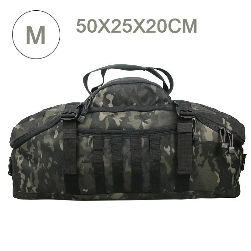 Tarnmuster Sporttasche, mittelgroß, 50x25x20cm, robust, vielseitig, Reißverschlüsse, Tragegriffe.