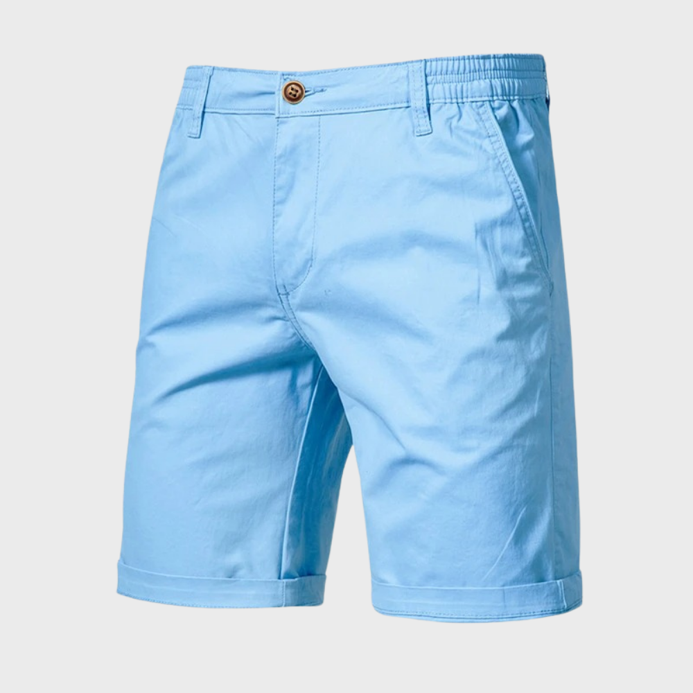 Herren Shorts | Baumwolle | Einfarbig | Lockere Passform | Taschen-Hellblau-XS-Luzern Mode