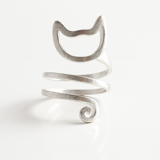 Silberner Katzenring | Stilvoller und bezaubernder Ring