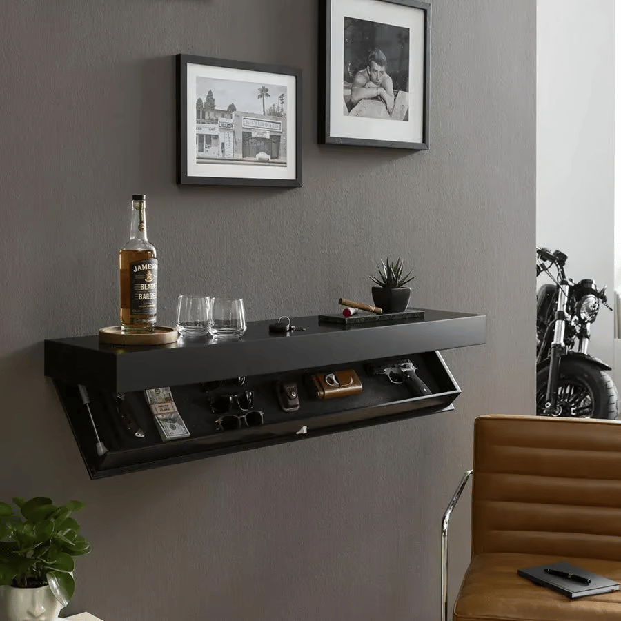 Solid Wood Floating Wall Shelf with Hidden Compartment | Minimalist Design 5