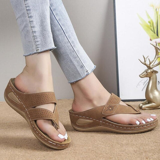 Orthopädische Sandalen Damen | Klettverschluss | Atmungsaktiv & Leicht | Sommer-Braun-35-Luzern Mode