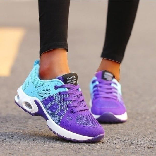 Lila und blaue Damen-Sneaker, atmungsaktiv, modisch, Straßenschuhe, Sport, Freizeit.