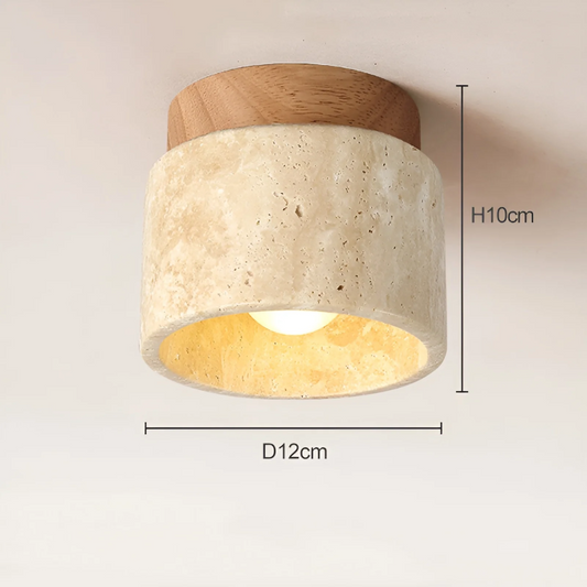 Deckenleuchte aus Naturstein, rund, 12cm Durchmesser, 10cm Höhe, moderne Innenbeleuchtung.
