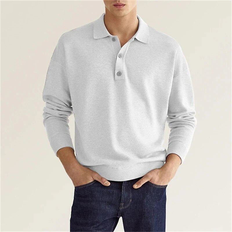 Herrenpoloshirt mit langen Ärmeln – Bastien