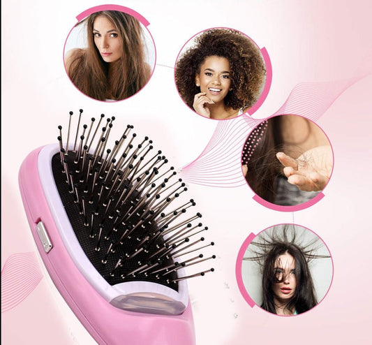 Rosa elektrische Haarbürste, antistatisch, für glattes Haar, geeignet für alle Haartypen.