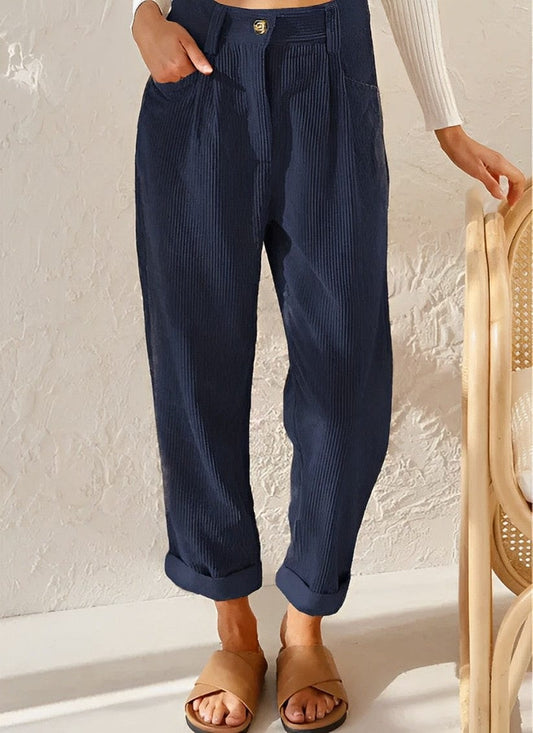 Elegante Damen Cordhose mit Hoher Taille – Naima Herbstedition