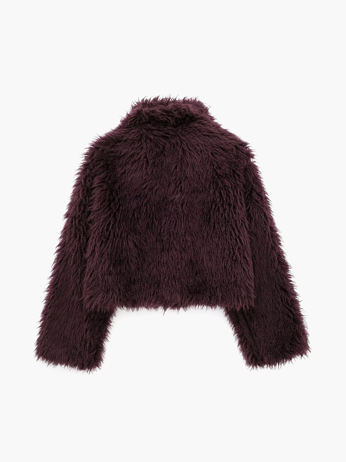 Damen Kunstpelzjacke, dunkelrot, flauschig, modisch, Winterbekleidung, warm, elegant.