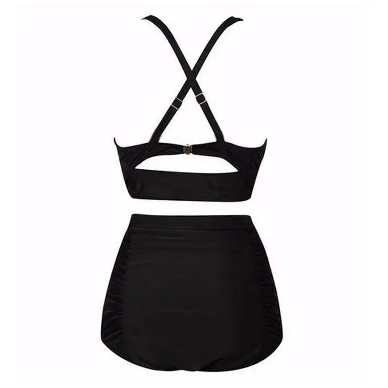 Schwarzes Bikini-Set mit Neckholder-Top und hoher Taille – Alina