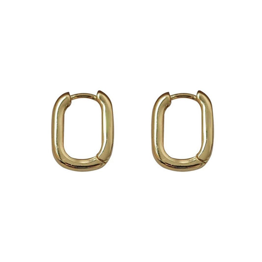Goldene, kleine, quadratische Creolen für Damen, geometrisch, handgefertigt, Hochzeitsschmuck.