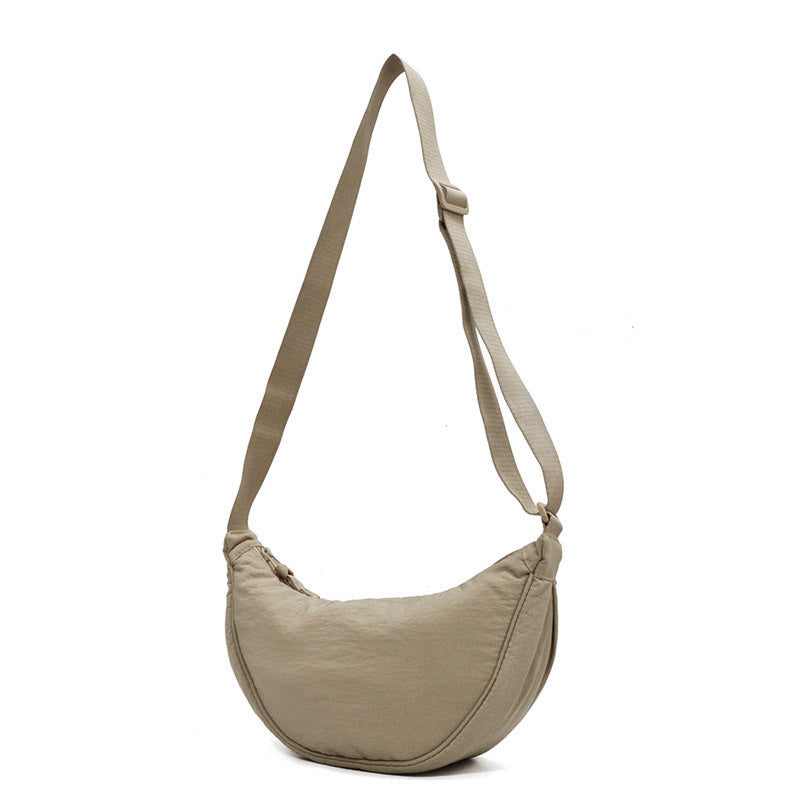 Beige Umhängetasche aus Leinen, verstellbarer Riemen, modisch, leicht, für Damen.