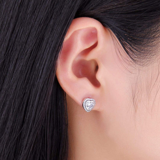 Herz Zirkonia Ohrringe, 925 Sterling Silber, elegant, funkelnd, Damen Schmuck, Geschenkidee.