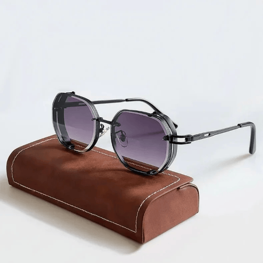 UV400 Sonnenbrille Herren | Edler Stahlrahmen Sommer | Stilvolles Accessoire-Lila-Luzern Mode