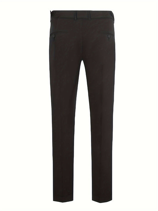 Schwarze Herren-Chinohose, Slim Fit, Baumwolle, elegant, modisch, Rückansicht.